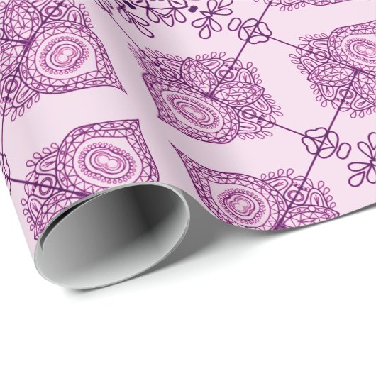 Elegant Modern Abstract Roze en Paarse Ontwerp Cadeaupapier (Rol Hoek)