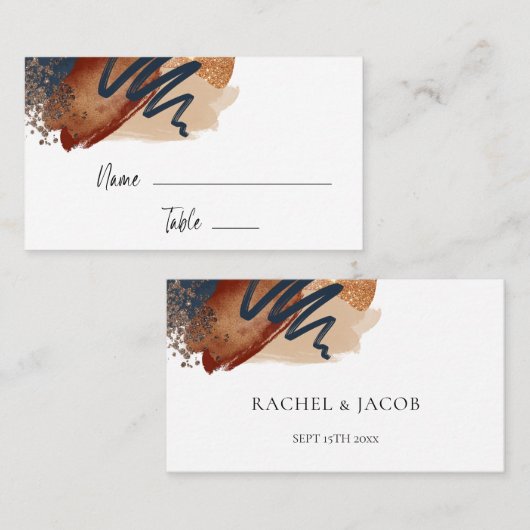 Elegant Modern Abstract Terracotta Wedding Plaatskaartje (Voorkant / Achterkant)