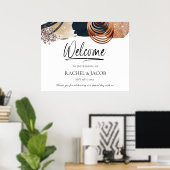 Elegant Modern Abstract Terracotta Wedding Welkom Poster (Thuiskantoor)