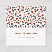 Elegant modern Abstract Terrazzopatroon Vierkante Visitekaartje (Voorkant)