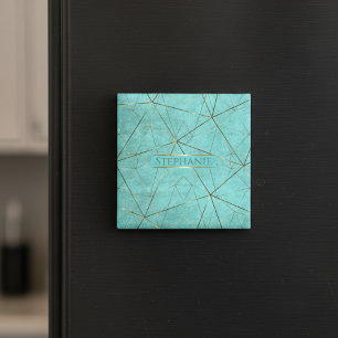 Elegant modern Abstract turquoise en goud Magneet