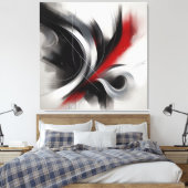Elegant Modern Abstract-Zwart Wit en Rood- Canvas Afdruk (Insitu (Slaapkamer))