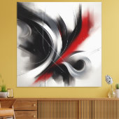 Elegant Modern Abstract-Zwart Wit en Rood- Canvas Afdruk (Insitu (Woonkamer))