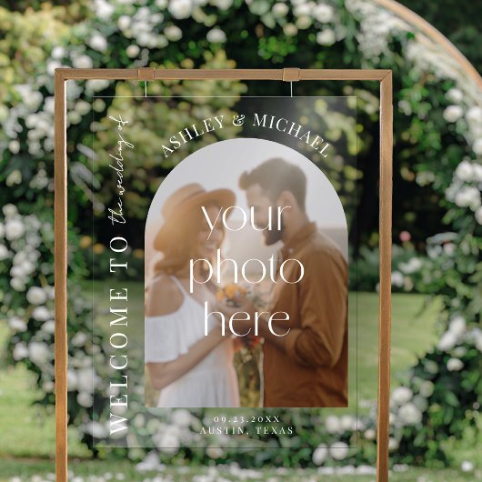 Elegant Modern Acrilzen Foto Trouw Welkom Bord