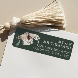 Elegant Modern Afstudeerder Pet & Tassel Afstudere Etiket