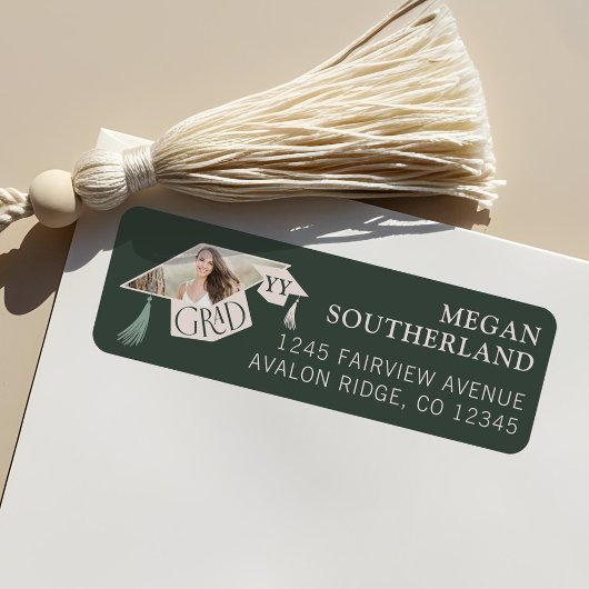 Elegant Modern Afstudeerder Pet & Tassel Afstudere Etiket