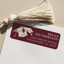 Elegant Modern Afstudeerder Pet & Tassel Afstudere Etiket