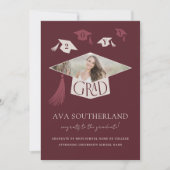 Elegant Modern Afstudeerder Pet & Tassel Foto Afst Aankondiging (Voorkant)