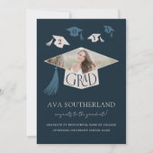 Elegant Modern Afstudeerder Pet & Tassel Foto Afst Aankondiging (Voorkant)