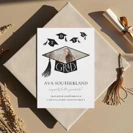 Elegant Modern Afstudeerder Pet & Tassel Foto Afst Aankondiging