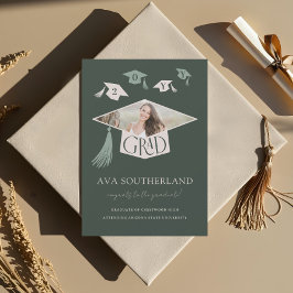 Elegant Modern Afstudeerder Pet & Tassel Foto Afst Aankondiging