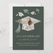 Elegant Modern Afstudeerder Pet & Tassel Foto Afst Aankondiging (Voorkant)