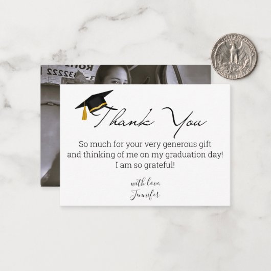 Elegant Modern afstuderen 2025 Foto Dank u wel Notitiekaartje (Voorkant / Achterkant in situ)