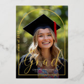 Elegant Modern Afstuderen Eenvoudig foto Afstudere Folie Uitnodiging (Voorkant)