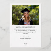 Elegant Modern Afstuderen Eenvoudig foto Afstudere Folie Uitnodiging (Achterkant)