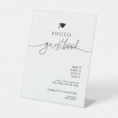 Elegant Modern Afstuderen Foto Gastenboek Reclamebord Met Voetstuk (Voorkant)
