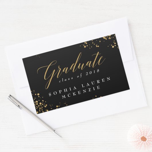 ELEGANT MODERN AFSTUDEREN RECTANGULAR STICKER (Envelop)