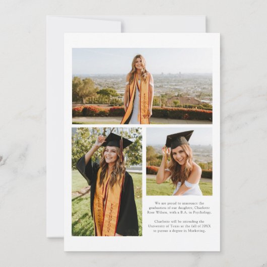 Elegant modern Afstuderen van de Foto van het Manu Aankondiging (Achterkant)