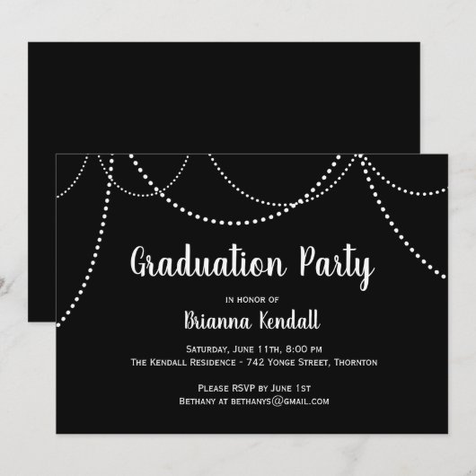 Elegant & Modern Afstuderen van de Lichten van het Kaart (Voorkant / Achterkant)