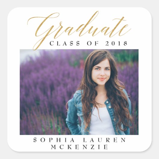 ELEGANT MODERN AFSTUDEREN VIERKANTE STICKER (Voorkant)