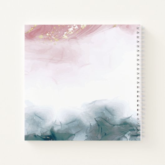 Elegant Modern Alcohol Ink Blush Blue Waterverf Notitieboek (Achterkant)