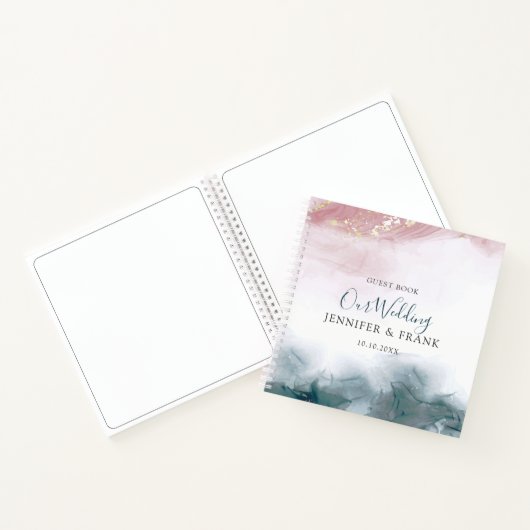 Elegant Modern Alcohol Ink Blush Blue Waterverf Notitieboek (Binnen)