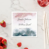 Elegant Modern Alcohol Ink Blush Blue Waterverf Servet (Insitu)