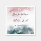 Elegant Modern Alcohol Ink Blush Blue Waterverf Servet (Voorkant)