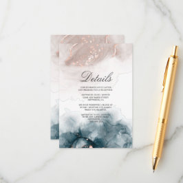 Elegant Modern Alcohol Ink Goud Blush Blauw Minima Informatiekaartje