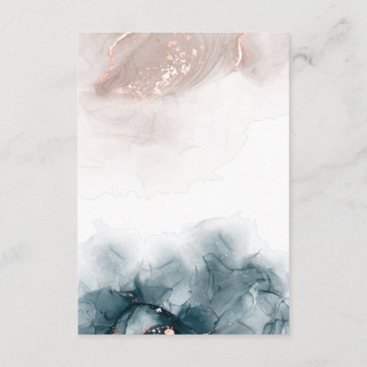 Elegant Modern Alcohol Ink Goud Blush Blauw Minima Informatiekaartje (Achterkant)