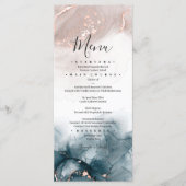 Elegant Modern Alcohol Ink Goud Blush Blauw Minima Menu (Voorkant)