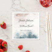 Elegant Modern Alcohol Ink Goud Blush Blauw Minima Servet (Insitu)