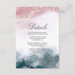 Elegant Modern Alcohol Ink Struik Blauw Waterverf Informatiekaartje