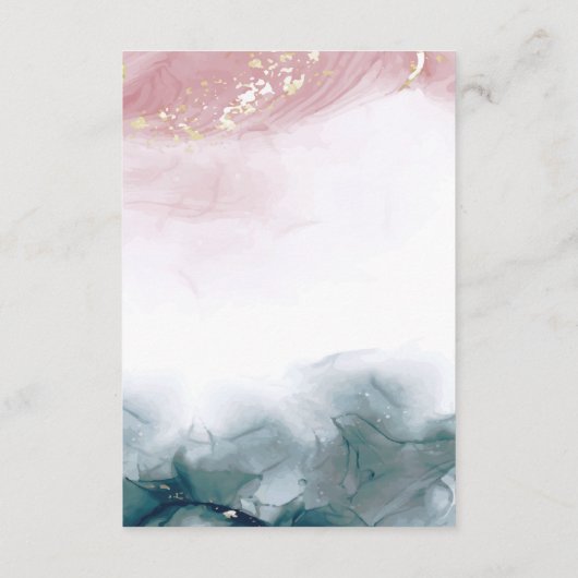 Elegant Modern Alcohol Ink Struik Blauw Waterverf Informatiekaartje (Achterkant)