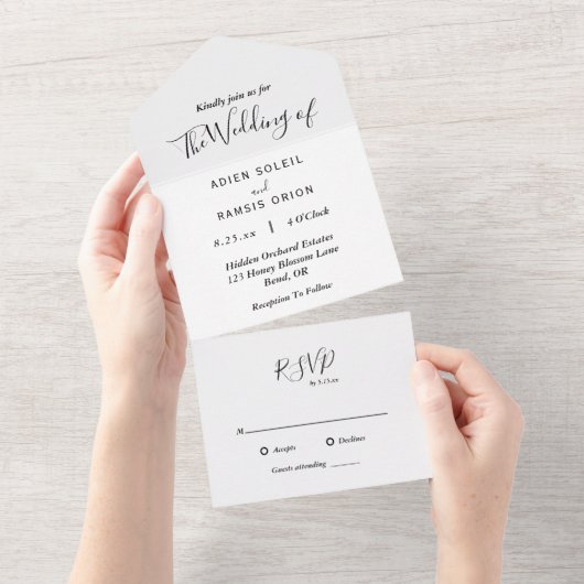 Elegant modern, allemaal in één weddenschap all in one uitnodiging (Afscheurbaar)