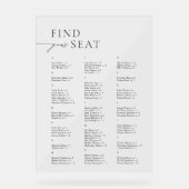 Elegant Modern Alphabetical Find Your Seat Wedding Acryl Bord (Voorkant)