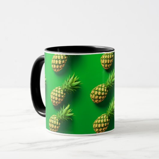 Elegant modern ananas tropisch fruitpatroon mok (Voorkant links)