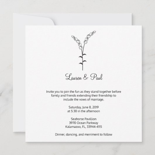 Elegant, Modern and Minimalist Twigs Desig Kaart (Achterkant)