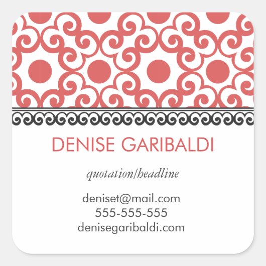 Elegant modern arabisch gepersonaliseerd adres vierkante sticker (Voorkant)