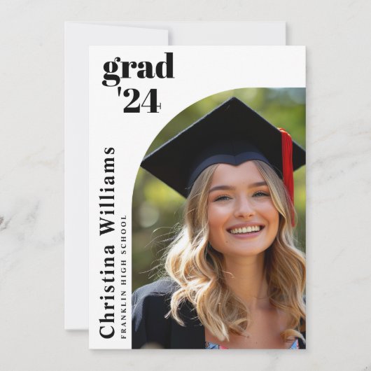 Elegant Modern Arch Photo High School Afstuderen Aankondiging (Voorkant)