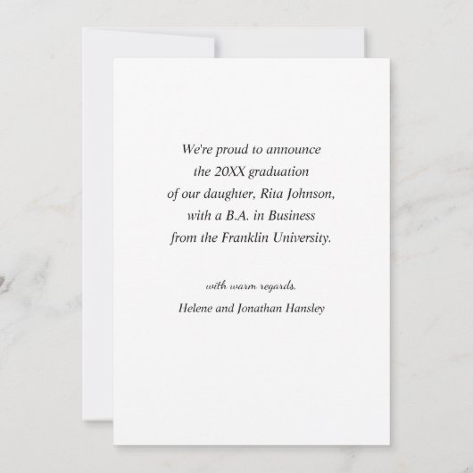 Elegant Modern Arch Photo High School Afstuderen Aankondiging (Achterkant)