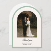 Elegant Modern Arch Photo Wedding Thank You Card Kaart (Voorkant / Achterkant)