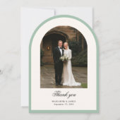 Elegant Modern Arch Photo Wedding Thank You Card Kaart (Voorkant)