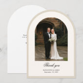 Elegant Modern Arch Photo Wedding Thank You Card Kaart (Voorkant / Achterkant)