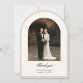 Elegant Modern Arch Photo Wedding Thank You Card Kaart (Voorkant)