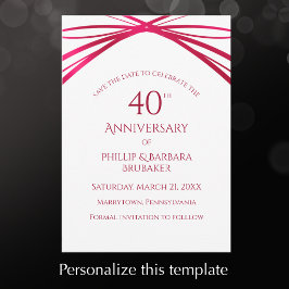 Elegant Modern Arch Ruby 40-jarig jubileumfeest Save The Date
