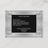 Elegant modern Art Deco Black Faux Silver Chrome Visitekaartje (Achterkant)