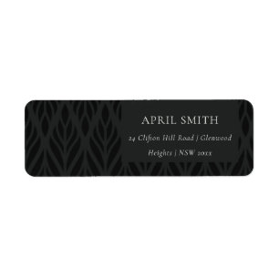 ELEGANT MODERN ART DECO BLACK  FLORA WEDING ETIKET
