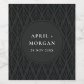 ELEGANT MODERN ART DECO BLACK  FLORA WEDING WIJN ETIKET (Enkel label)