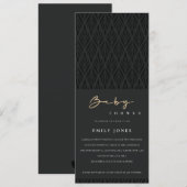 ELEGANT MODERN ART DECO BLACK GOLD BABY SHOWER KAART (Voorkant / Achterkant)